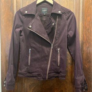 Cotton stretchy purple moto jacket